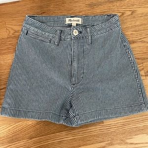 Madewell high waisted railroad stripe shorts